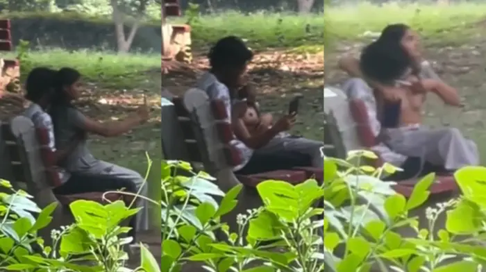 Delhi Young Couple GF Boobs In Park Outdoor Viral Video